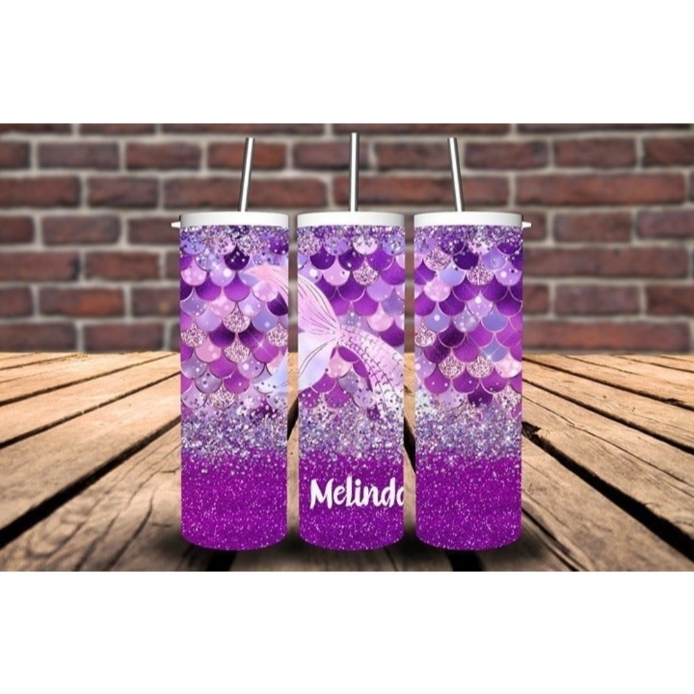 Purple Mermaid Tail Personalized 20 oz Sublimated Tumber